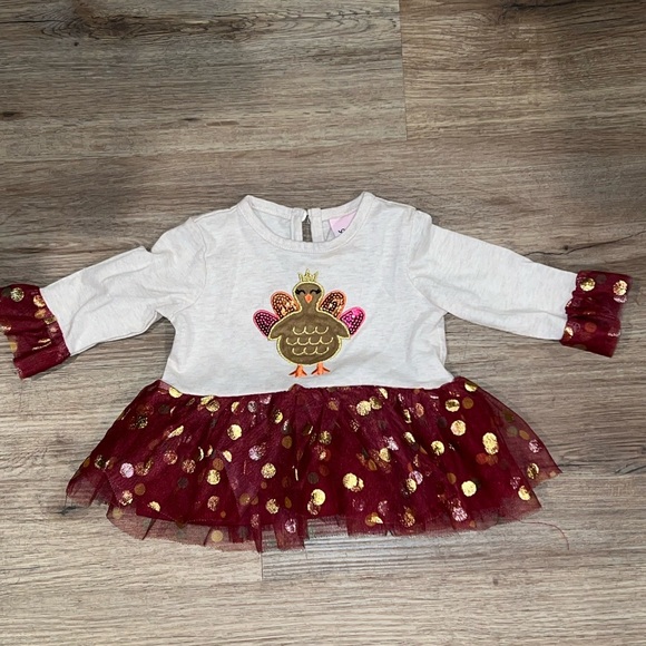 Little Lass Thanksgiving Turkey Peplum Top And Patterned Legging, 2-Piece Outfit - Picture 3 of 5